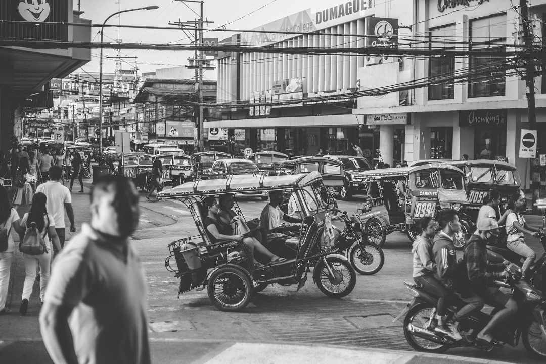 Picture of Dumaguete City Downtown in B&W